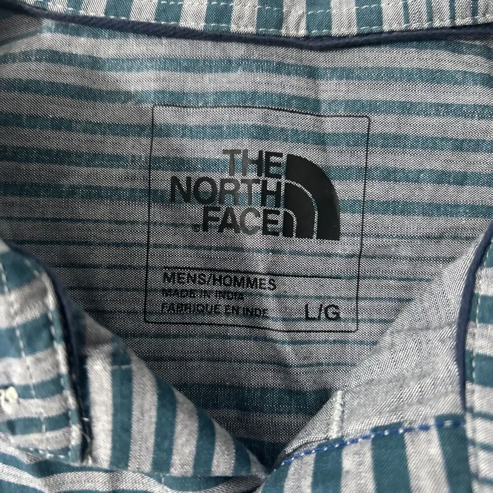 The North Face Shirt Mens Large Stripe‎ Short Sleeve Button Up